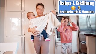 Baby ist krank  1. Erkältung kurieren! Krabbeln mit 6 Monaten & Tragetuch binden | Mamiseelen
