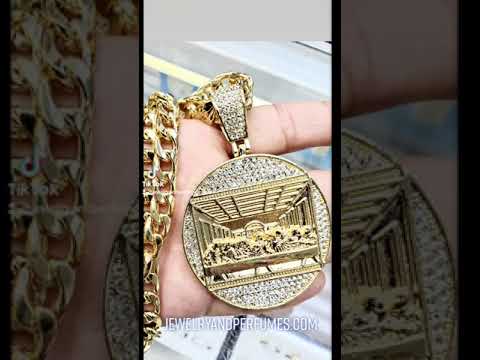 Iced Out Jesus Last Supper Necklace With Cuban Link Chain