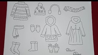 How to draw winter clothes // Winter clothes drawing // Drawing on winter for kids