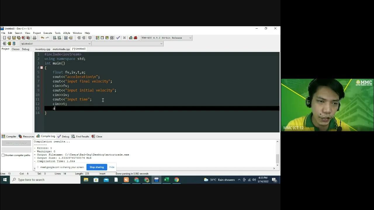 C++ ACCELERATION calculator tagalog tutorial - YouTube