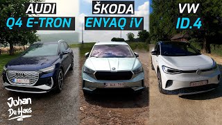 AUDI Q4 E-TRON vs SKODA ENYAQ iV vs VW ID.4 POV TEST DRIVE COMPARISON