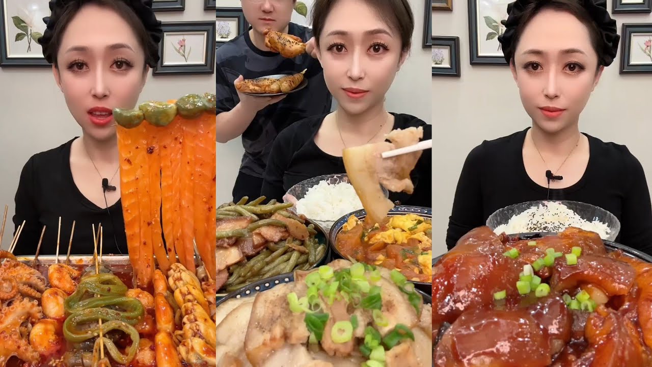 Mukbang #Spicy Noodles 🔥🍜 Pork 🤤 Meat 🍖🥓 Beef Chicken 🍗#food #beef #noodles