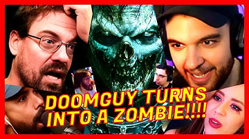 DOOM GUY BECOMES ZOMBIE REACTIONS - DOOM THE DARK AGES BOSS REACTION ZOMBIE DOOMGUY ZOMBIE REACTION!