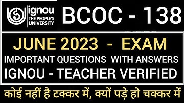BCOC 138 MOST IMPORTANT QUESTIONS JUNE 2023 EXAM | BCOC 138 IMPORTANT QUESTIONS IN ENGLISH