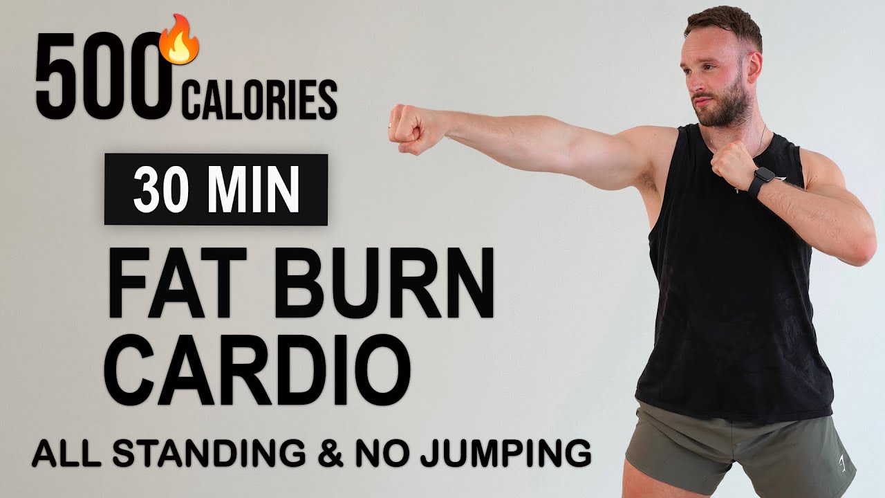 30 Min Fat Burning HIIT Workout | All Standing | No Jumping (No ...