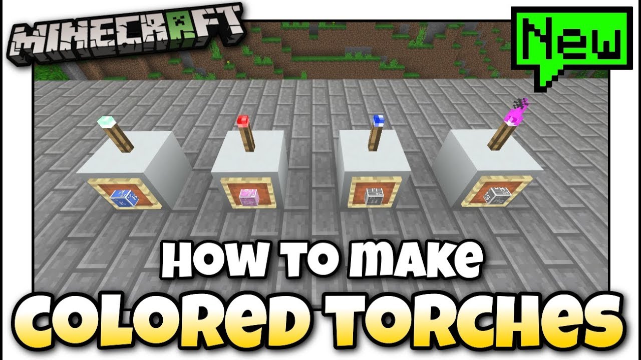 Minecraft - HOW TO MAKE COLORED TORCHES [ Tutorial ][ Chemestry ] MCPE /  Xbox / Bedrock