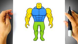 Como DESENHAR um NOOB MUSCULOSO do ROBLOX - Cómo DIBUJAR a MEGA NOOB de ROBLOX - Drawing Tutorial