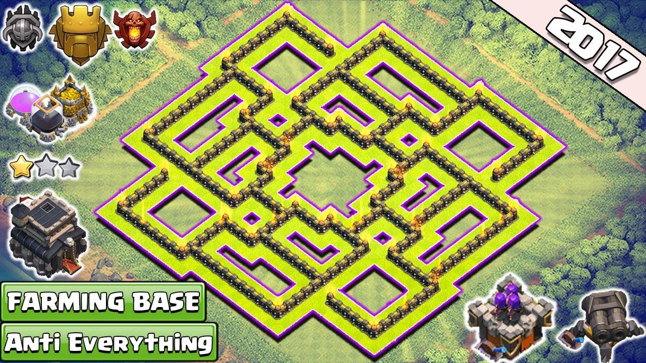 NEW TOWN HALL 9 (TH9) FARMING/TROPHY BASE 2017! TH9 HYBRID FARM BASE!! - CLASH OF CLANS (COC)