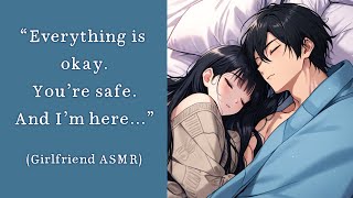 ASMR Girlfriend comforts you after a nightmare [F4M] [Cuddling] [Comfort] [Sleep Aid] [Rain Sounds]