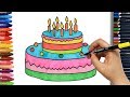 Çift katlı renkli pasta nasıl çizilir? | Çocuklar için eğlenceli boyama | Çizelim Boyayalım
