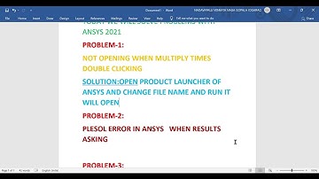 ANSYS NOT OPENING AND PLESSOL ERROR IN ANSYS AND FORCE NOT APPLYING IN 2021
