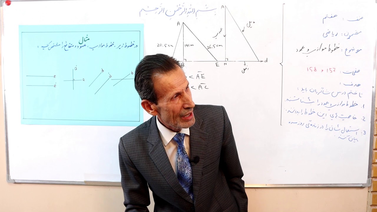 صنف هفتم درخت دانش - مضمون ریاضی -  موضوع خطوط موازی و عمود