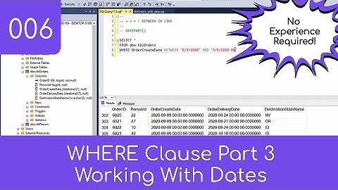 006 - The WHERE Clause (Dates) Part 3 - Learn SQL From No Programming Experience