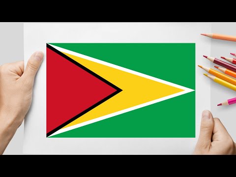 How To Draw Guyana Flag - Easy Drawings and Coloring Tutorial