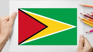 How To Draw Guyana Flag - Easy Drawings and Coloring Tutorial Guyana Flag Drawing Guyana Flags Posca Drawing