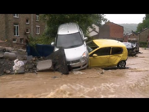Heavy rainfall in Liège causes flash floods after river bursts banks
