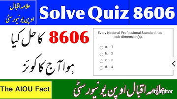 aiou 8606 today solve quiz with correct answers