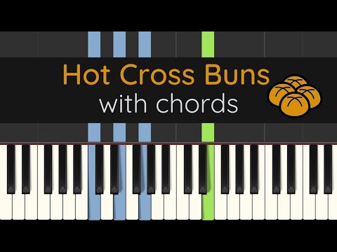 Hot Cross Buns with Chords: piano tutorial with free sheet music