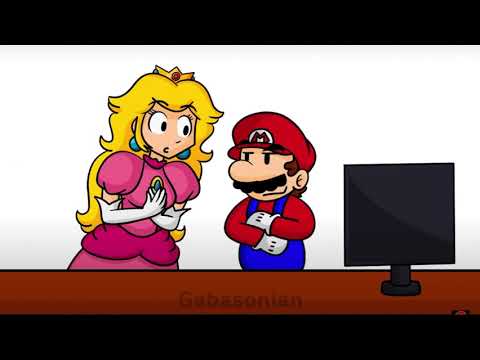 Mario and Princess Peach kiss