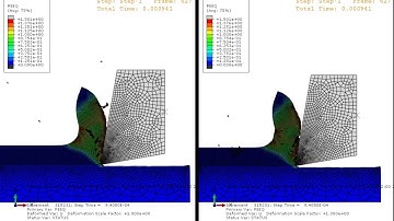 Abaqus CAE explicit orthogonal cutting frictionless vs. friction PEEQ