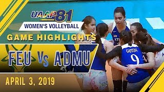 Uaap 81 women's volleyball - round 2: far eastern university vs.
ateneo de manila | game highlights april 3, 2019 subscribe to abs-cbn
sports ch...