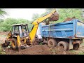 JCB Backhoe Loading Soil in Dump Truck || Tata Tipper Unloading Soil For Making Panchayat Bhawan