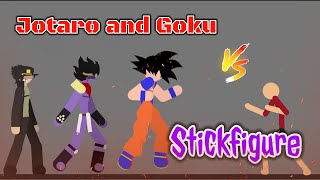 Jotaro and goku vs stickfigure