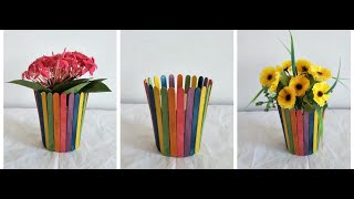 Diy-popsicle stick flower vase/ ice ...