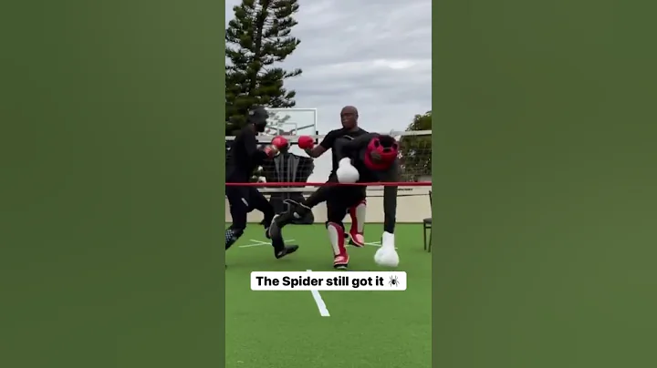 Anderson Silva training with his kids.