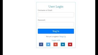User Loging Form With Social icons  Using Bootstrap 4 Bangle Tutorial
