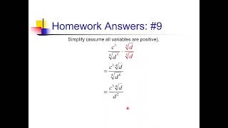 Properties of Rational Exponents and Radicals: Problem Set #2