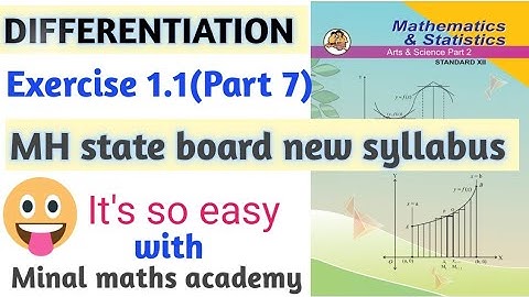 Differentiation Exercise 1.1(Part 7) class 12th MH.STATE Board New Syllabus