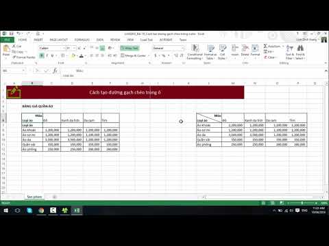 Video Bài 20: Cách tạo đường gạch chéo trong Excel - youtube