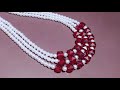 pearl beaded necklace making|Long pearl necklace|Layered necklace tutorial|DIY pearl jewellery