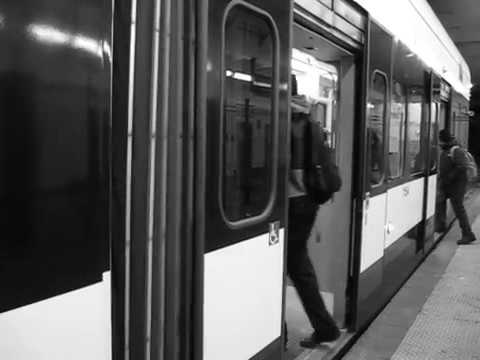 Newark Light Rail train at Military Park (black and white) - YouTube