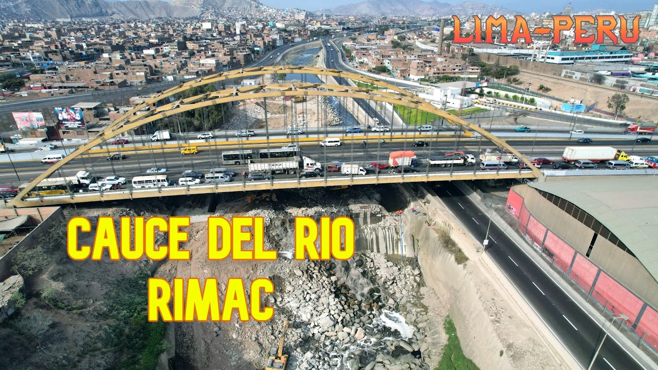 RIO RIMAC O RIO HABLADOR, CAUCE ACTUAL DESDE RAMIRO PRIALE HACIA CALLAO PERU /JUNIO 2022 4K