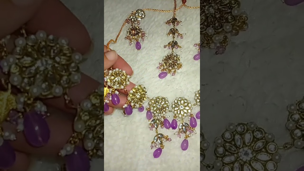Purple Set  pulse colour Stone pulse & kundan making at home By H.Bjewellery802
