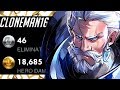 CLONEMAN16 INSANE REINHARDT! 46 ELIMS! [ OVERWATCH SEASON 21 TOP 500 ]