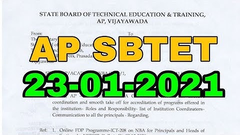 23-01-2021 AP SBTET Latest Notification 2021 | AP SBTET Notification Today | AP Diploma Exam