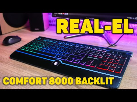 Бюджетная низкопрофильная мультимедийная клавиатура с подсветкой REAL-EL Comfort 8000 Backlit!!!