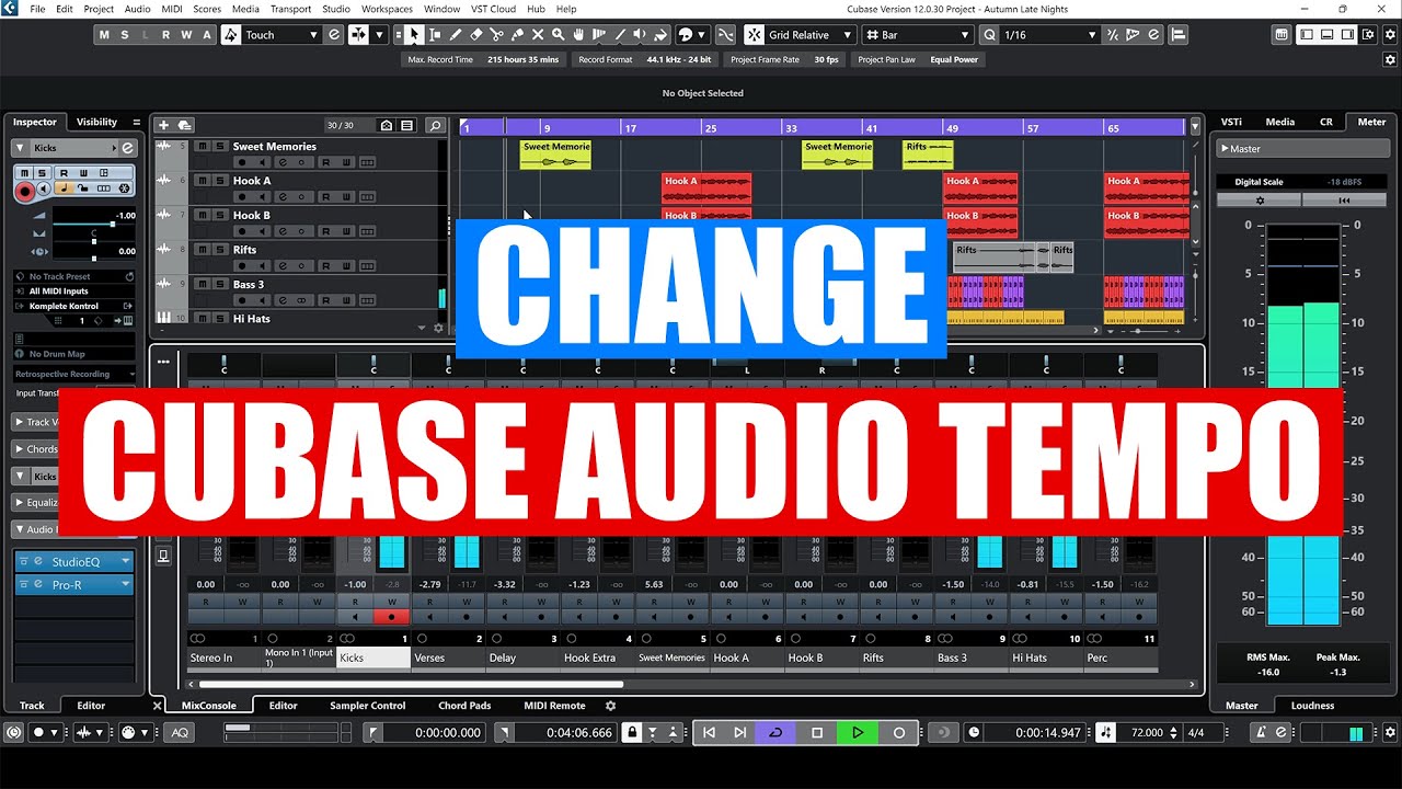 Изменение темпа звука в Cubase [Легкое ускорение/замедление вашего проекта/песни] Учебное пособие