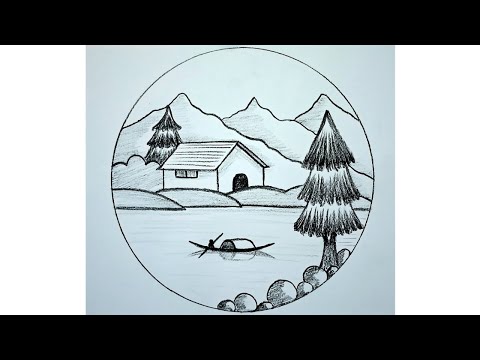 Nature scenery drawing - YouTube