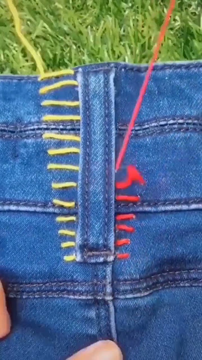 cara mengecilkan pinggang celana jeans #jahit #diy #tutorial #kreatif