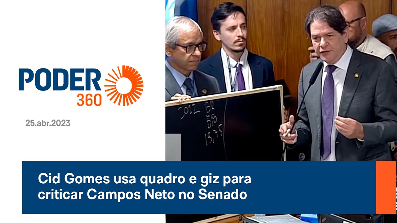 Cid Gomes usa quadro e giz para criticar Campos Neto no Senado