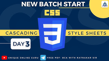 CASCADING STYLE SHEETS (CSS) || For #BCA  #O_Level #Web_Development || Day - 03 | Unique Online Guru