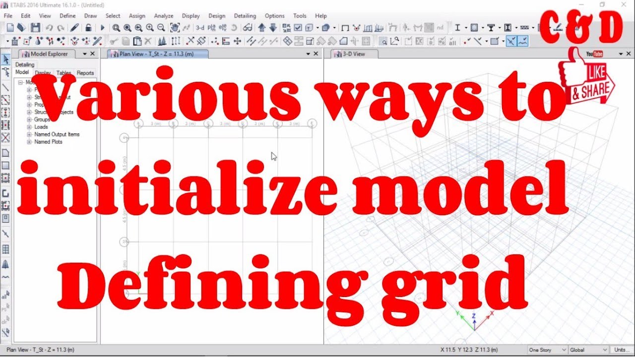 Etabs 2016 tutorial series part 1 Creating new file defining grid and ...
