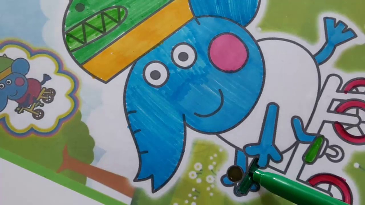 Peppa Pig Edmond Elephant Coloring Book Pages Coloring Video For Kids ...