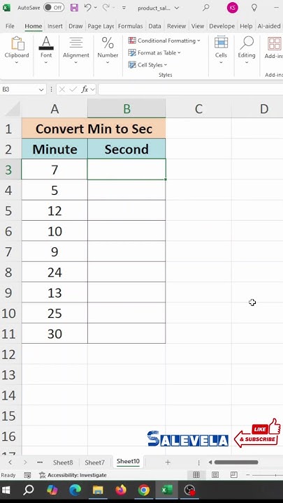 β±οΈ Convert Minutes to Seconds in Excel | Quick & Easy Formula! - YouTube