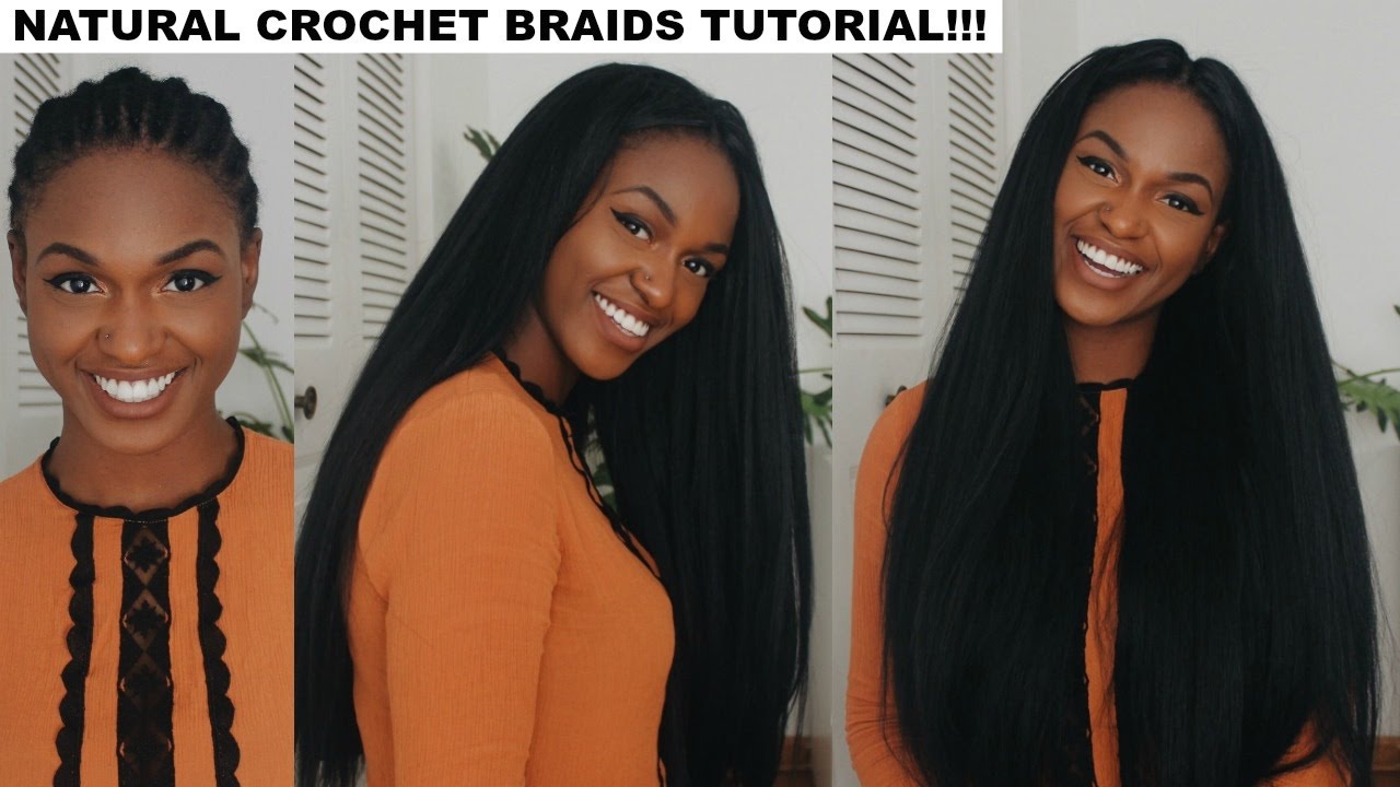 how to do straight crochet braids with a knotless part | outre x-pression  dominican blowout straight