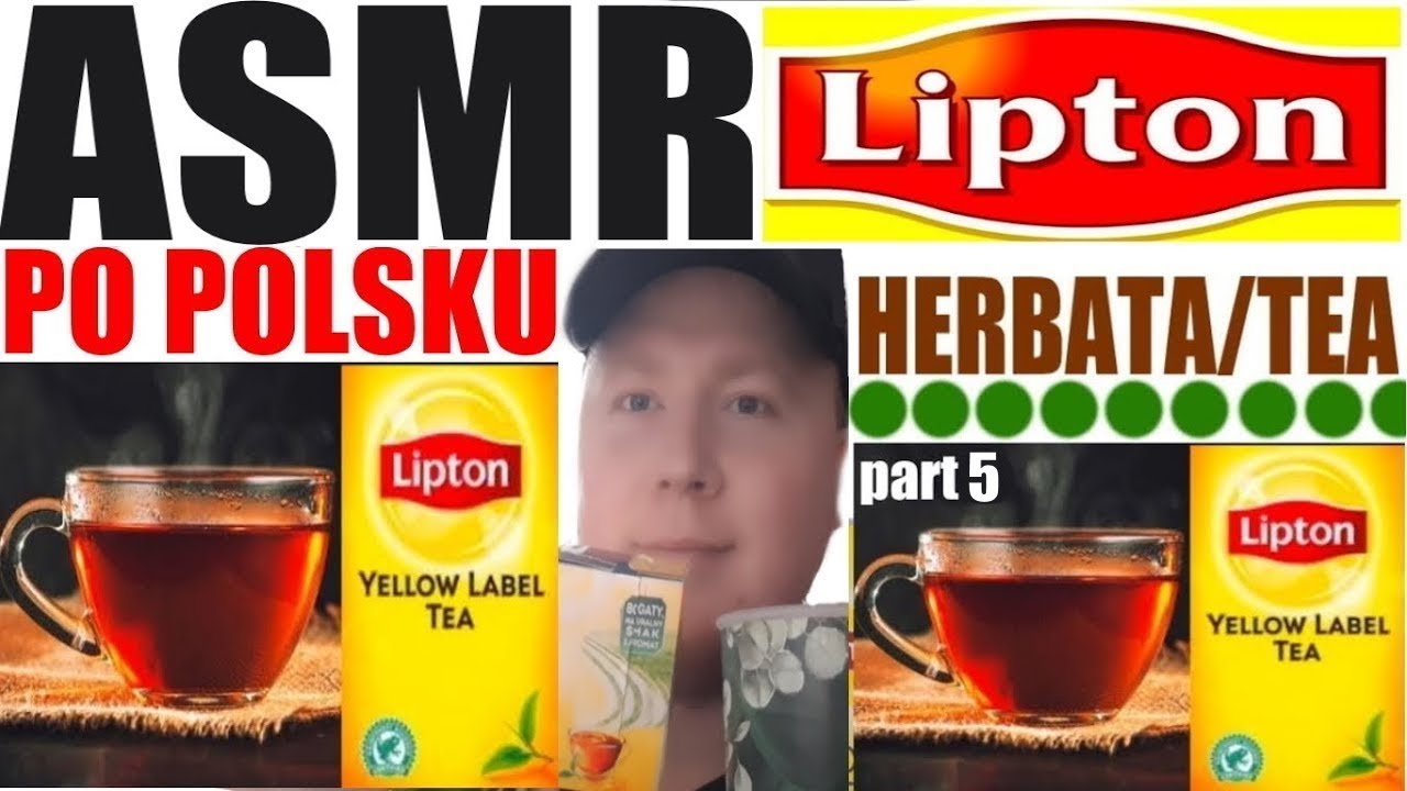 asmr po polsku lipton herbata yellow label part 5 dźwięki picia/tea drinking gulping sounds mukbang